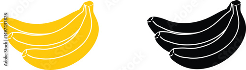 banana icon banana bunch black silhouette vector illustration 