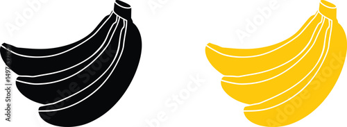 banana icon banana bunch black silhouette vector illustration 