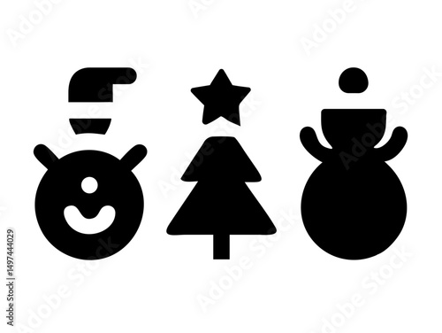Marry christmas icons set