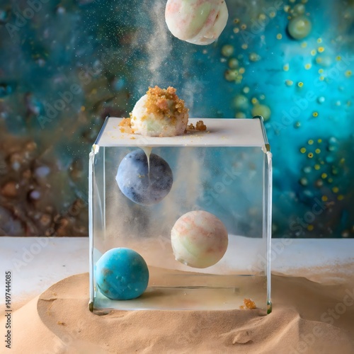 Abstract Dessert Presentation with Spherical Treats
