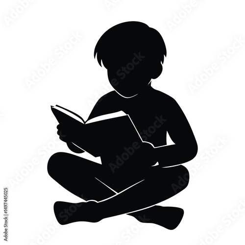 boy reading a book silhouette