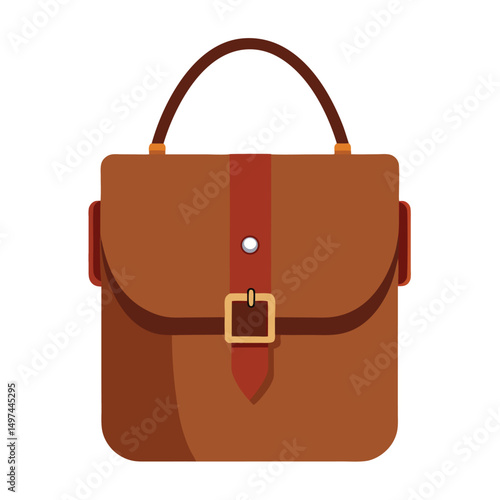 brown leather bag vector art on white background