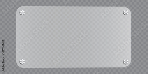 Horizontal shaped glass frame in realistic style isolated on transparent background