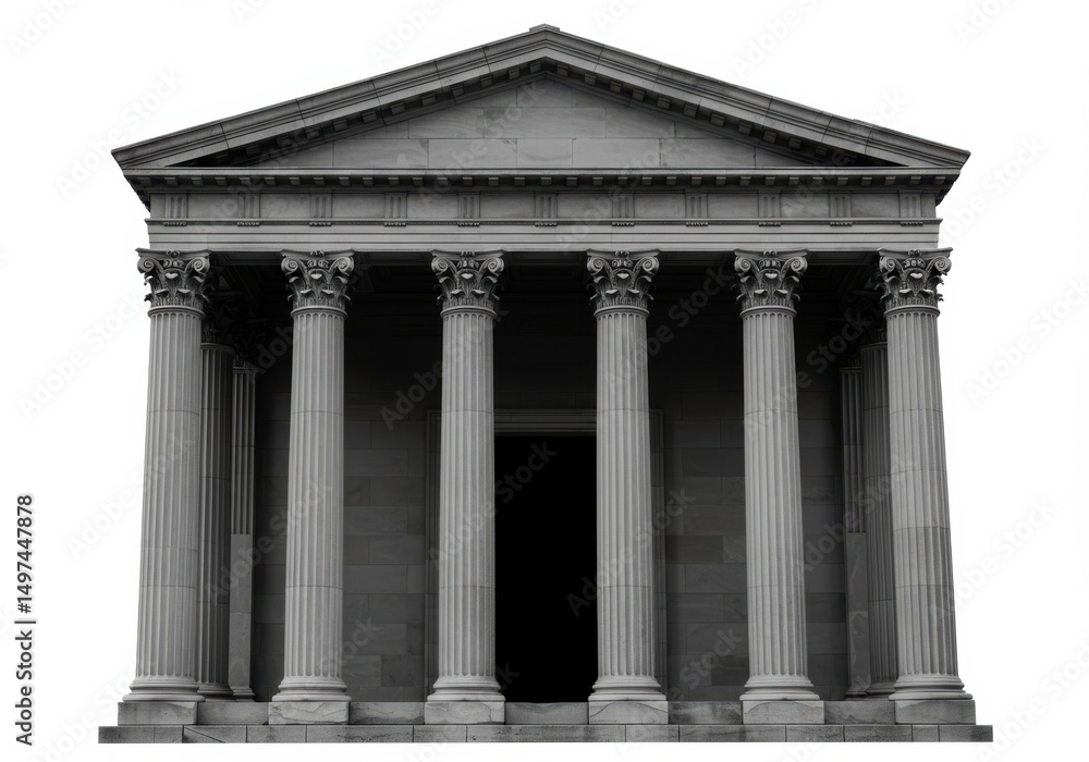 Obraz premium Temple with columns architecture isolated on white background