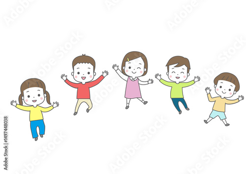 明るく元気にいろんなポーズをしている子供たち