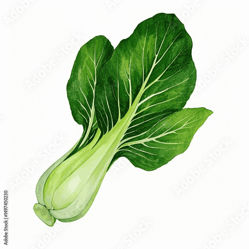 Spoon-Leaf Serenity bok choy isolated watercolor vector illustration svg