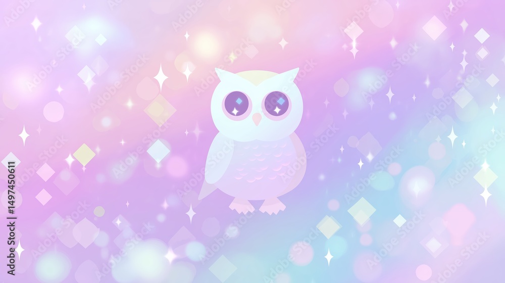 Fototapeta premium Owl in Soft Holographic Light