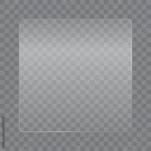 Square shaped glass frame in realistic style isolated on transparent background