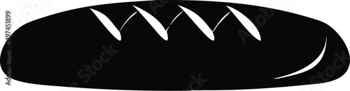 A simple silhouette bread loaf is isolated on white background, ready for consumption