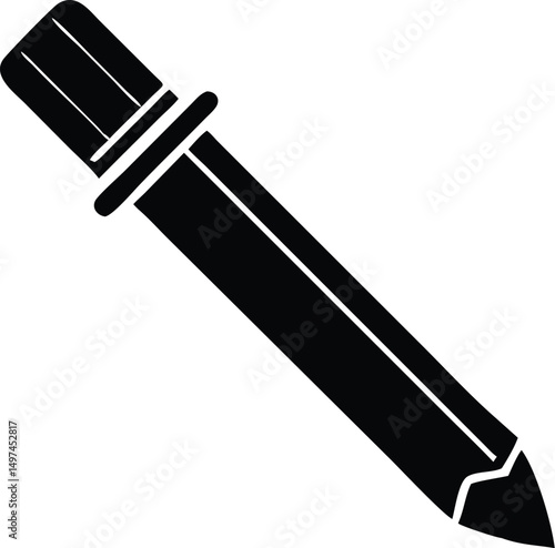 Black pipette with a transparent background offers precise liquid handling in laboratories or cosmetic applications