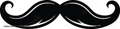 Elegant black mustache curves gracefully against the white backdrop, providing classic vintage appeal