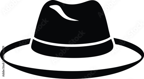 Sleek black fedora with classic brim creates a timeless silhouette against the backdrop