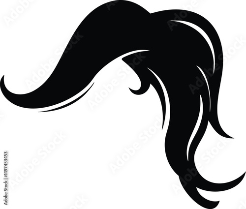 Stylish black retro hairstyle adds vintage flair with curly fringe isolated as transparent