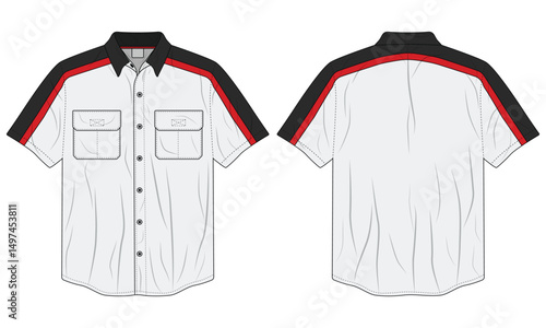 Men short sleeve button down shirt mockup