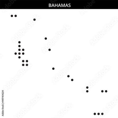 Bahamas island map with dots