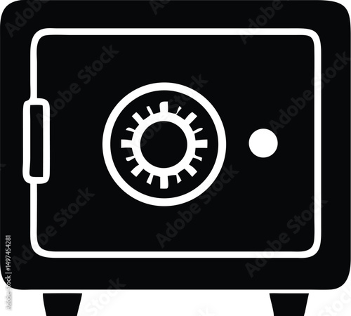 Solid black safe with a combination lock sits securely against a white background
