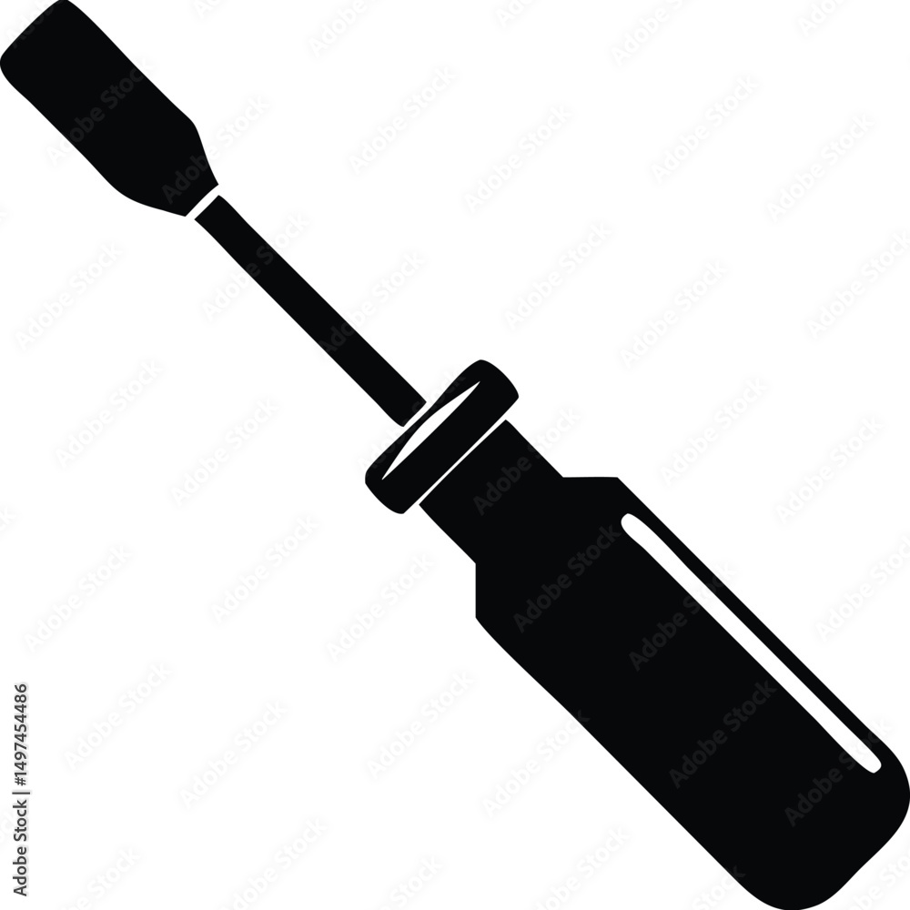 Fototapeta premium Isolated black screwdriver icon features a solid handle and a transparent background