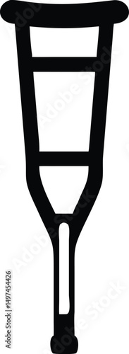 Isolated crutch silhouette shows a walking aid, symbolizing physical therapy and accessibility with transparency