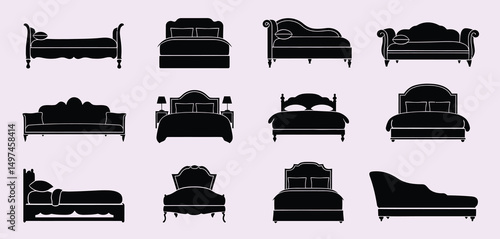 Collection of Classic Black Silhouette Furniture Icons