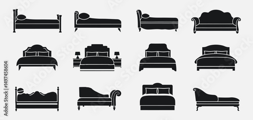 Collection of Classic Black Silhouette Furniture Icons