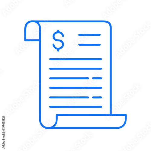 Invoice billing statement document vector icon for financial accounting and business management tasks on transparent background