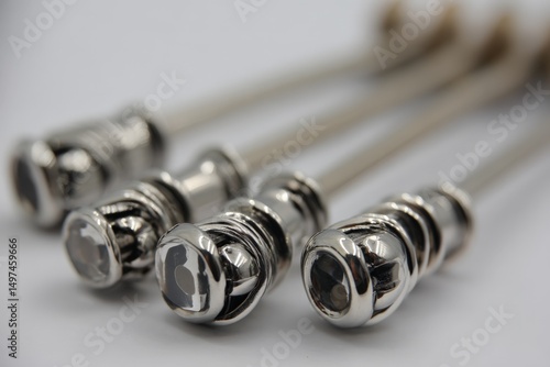 Unique silver and crystal detailing on fashion accessories with intricate design elements for showcasing personal style