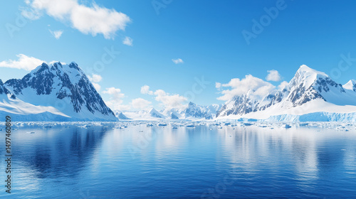 Wallpaper Mural Stunning view of massive glaciers and snow capped mountains reflecting in calm waters under clear blue sky, evoking sense of tranquility and awe Torontodigital.ca