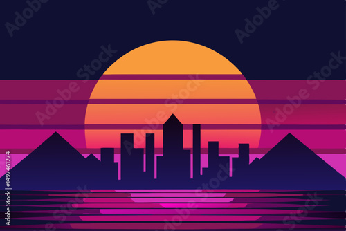 sunset in the city