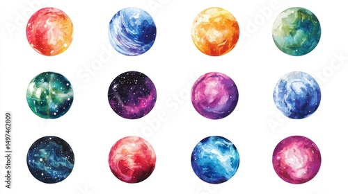 Wallpaper Mural Nebulas and galaxies isolated on white background Torontodigital.ca