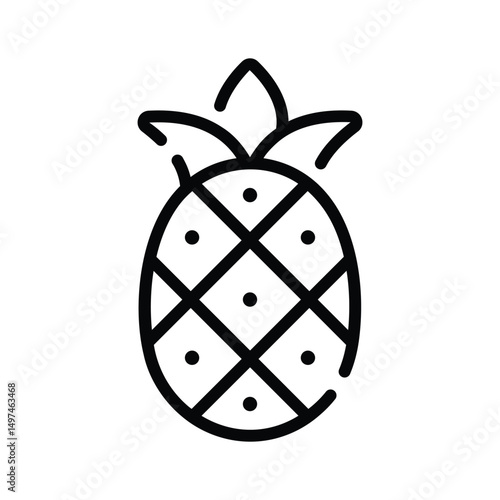 Easy to edit outline icon of pineapple fruit