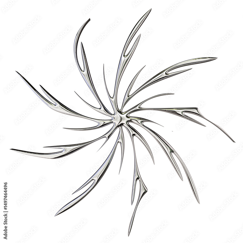 Fototapeta premium Tribal Chrome Symbol – 3D Render on Transparent Background