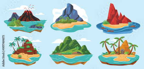 Six Diverse Tropical Islands with Volcanic and Mountain Features