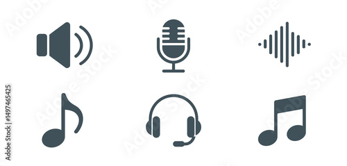 Collection of Music and Audio Icons for Digital Design