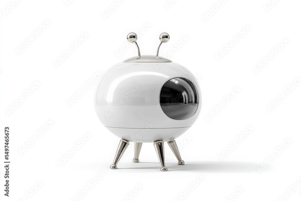 Fototapeta premium Modern retro-style television design showcases sleek curves and chromatic elements, emphasizing contemporary aesthetics and functionality
