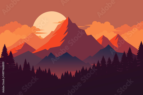 sunset in mountains