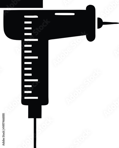 Silhouette of a tattoo machine showcases its needle and internal mechanisms clearly on display