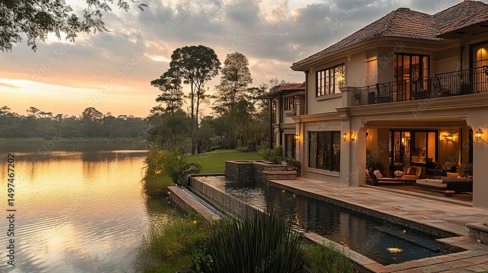 Obraz premium house on the water Lakeside Estate