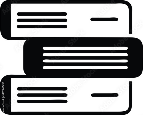 Stacked monochrome books are resting in an orderly arrangement with transparent background