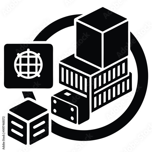 Software Developer element isolated containerization with Docker on white background