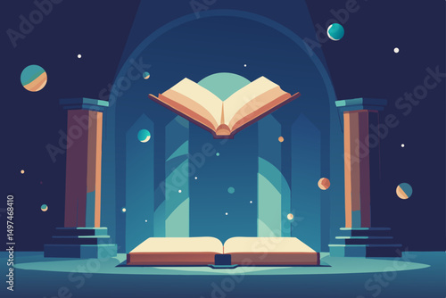 magic book with magic wand