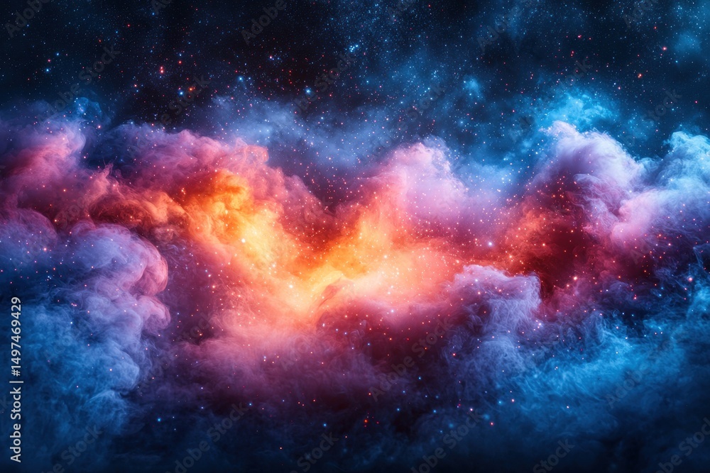 Fototapeta premium Cosmic nebulae, vibrant colors, star-studded