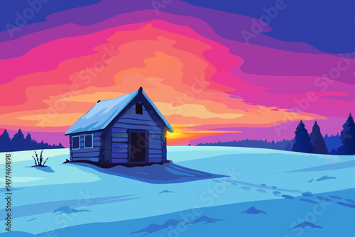 winter landscape with house