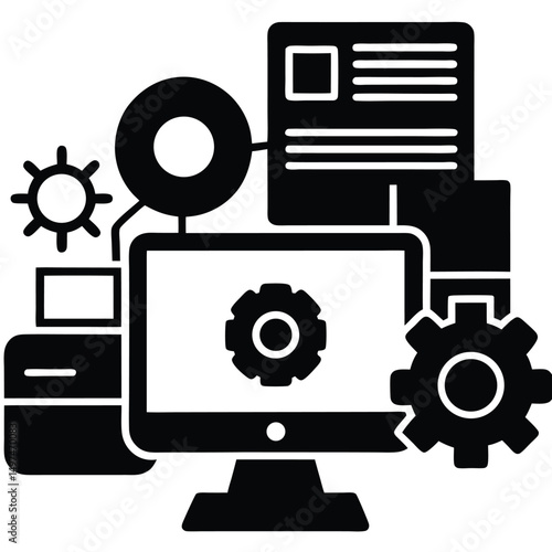 Software Developer element isolated development environment on white background