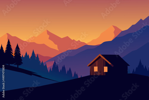 sunset in the mountains