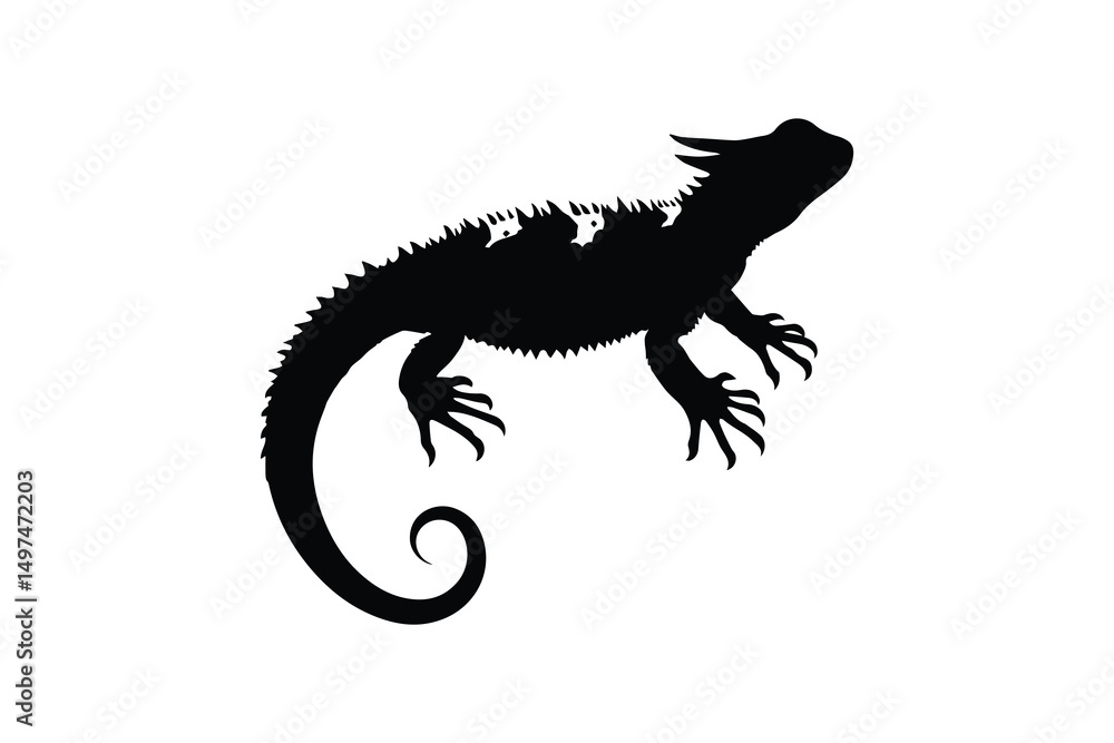 Fototapeta premium simple and unobtrusive Horned lizard vector silhouette illustration isolated in white background