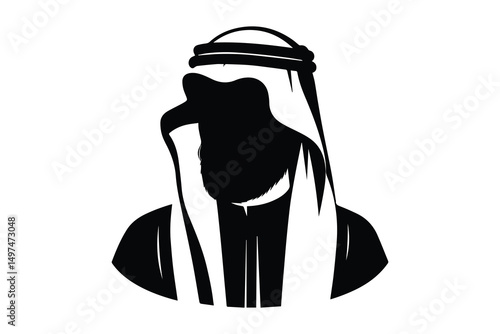 simple and unobtrusive Arabian man vector silhouette illustration isolated in white background