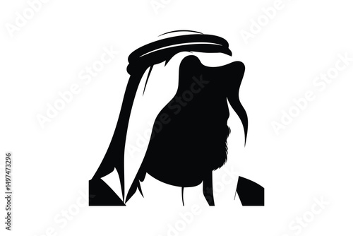 simple and unobtrusive Arabian man vector silhouette illustration isolated in white background