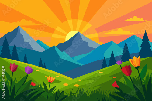 landscape with mountains