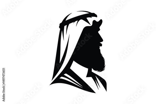 simple and unobtrusive Arabian man vector silhouette illustration isolated in white background