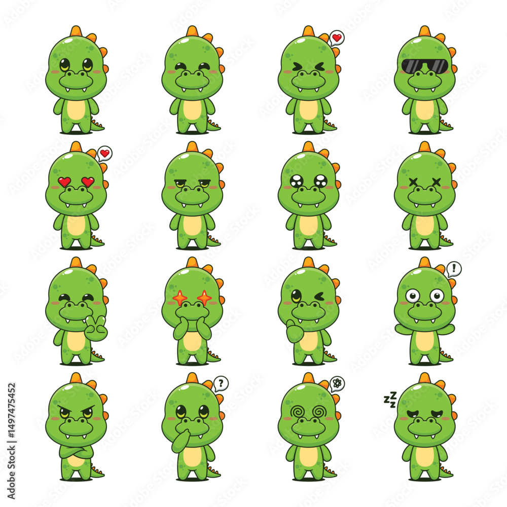 Fototapeta premium Cute Dinosaur Cartoon Mascot Character Illustration